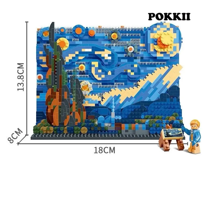 Van Gogh's The Starry Night 3D Pixel Art Building Block Set 1858pcs