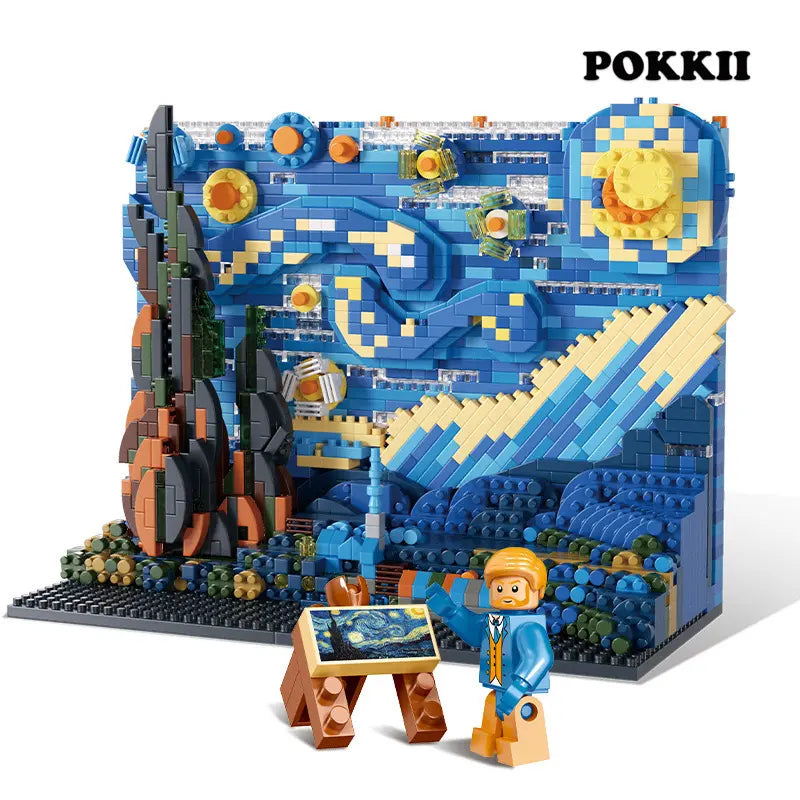 Van Gogh's The Starry Night 3D Pixel Art Building Block Set 1858pcs