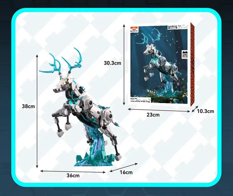 White Deer Leaping Pose Building Block Set - POKKII