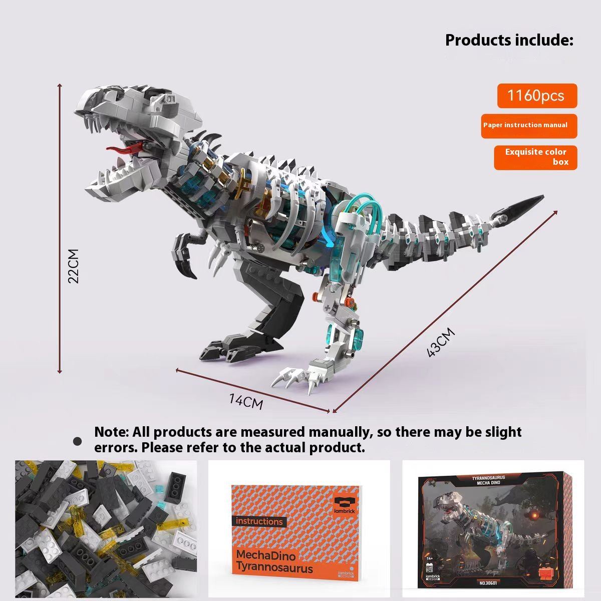 Dinosaur Building Block Toy (with Lights) Model Ornament - POKKII