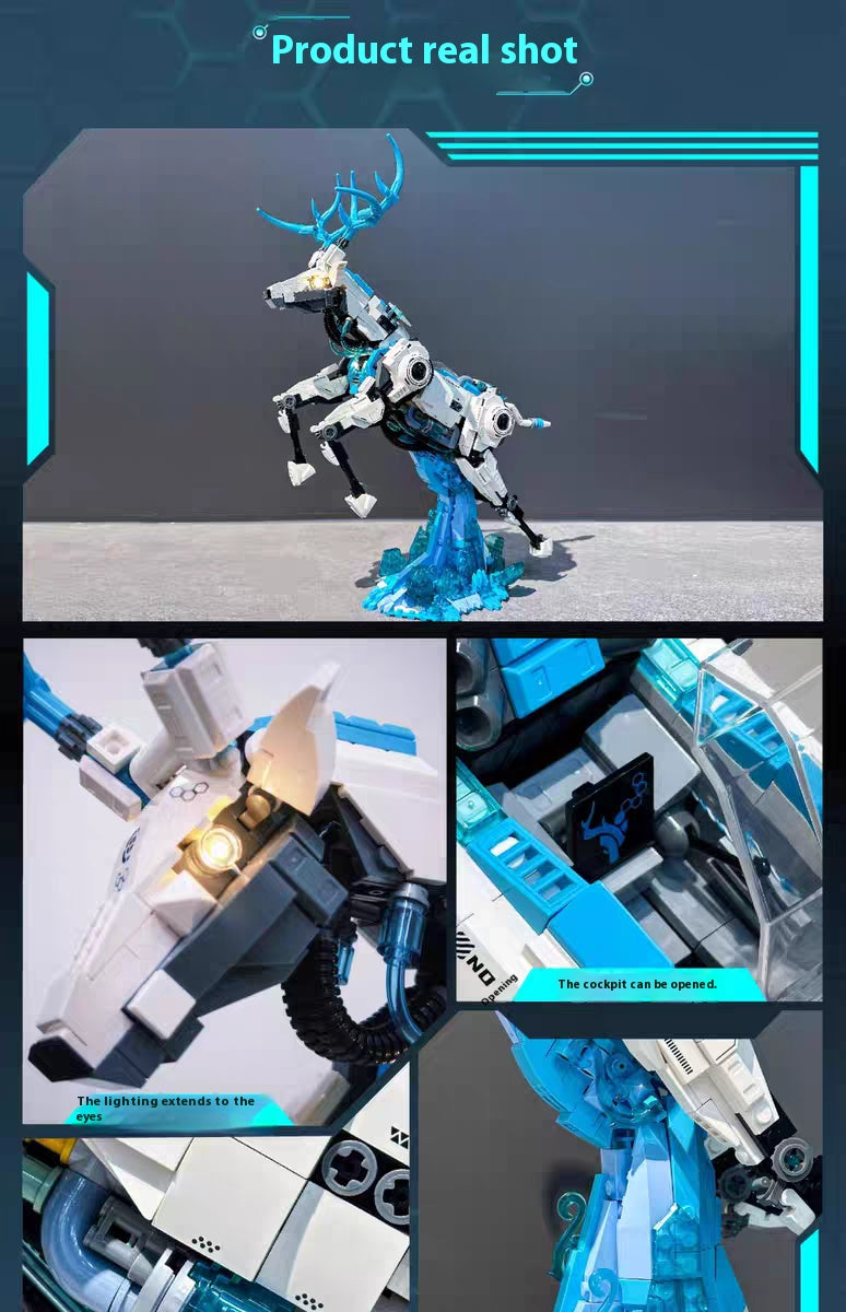 White Deer Leaping Pose Building Block Set - POKKII