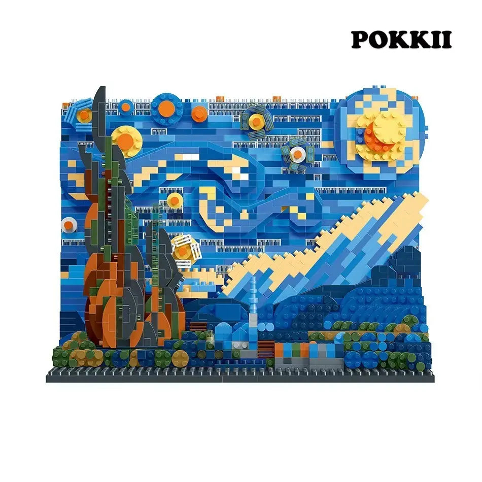 Van Gogh's The Starry Night 3D Pixel Art Building Block Set 1858pcs