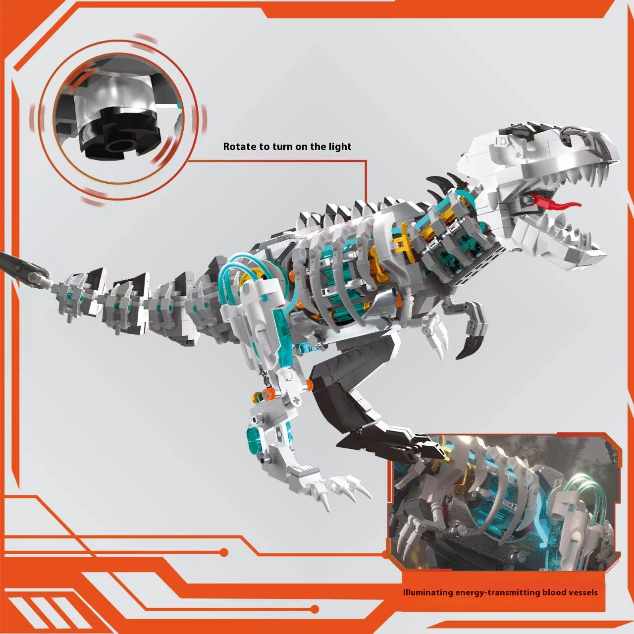 Dinosaur Building Block Toy (with Lights) Model Ornament - POKKII