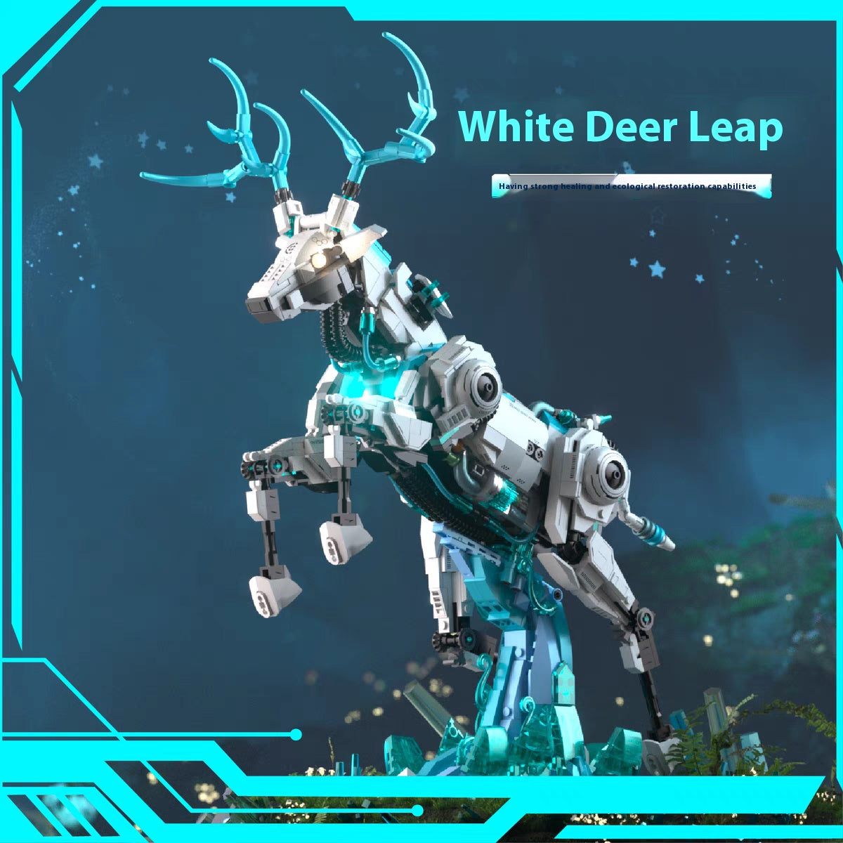 White Deer Leaping Pose Building Block Set