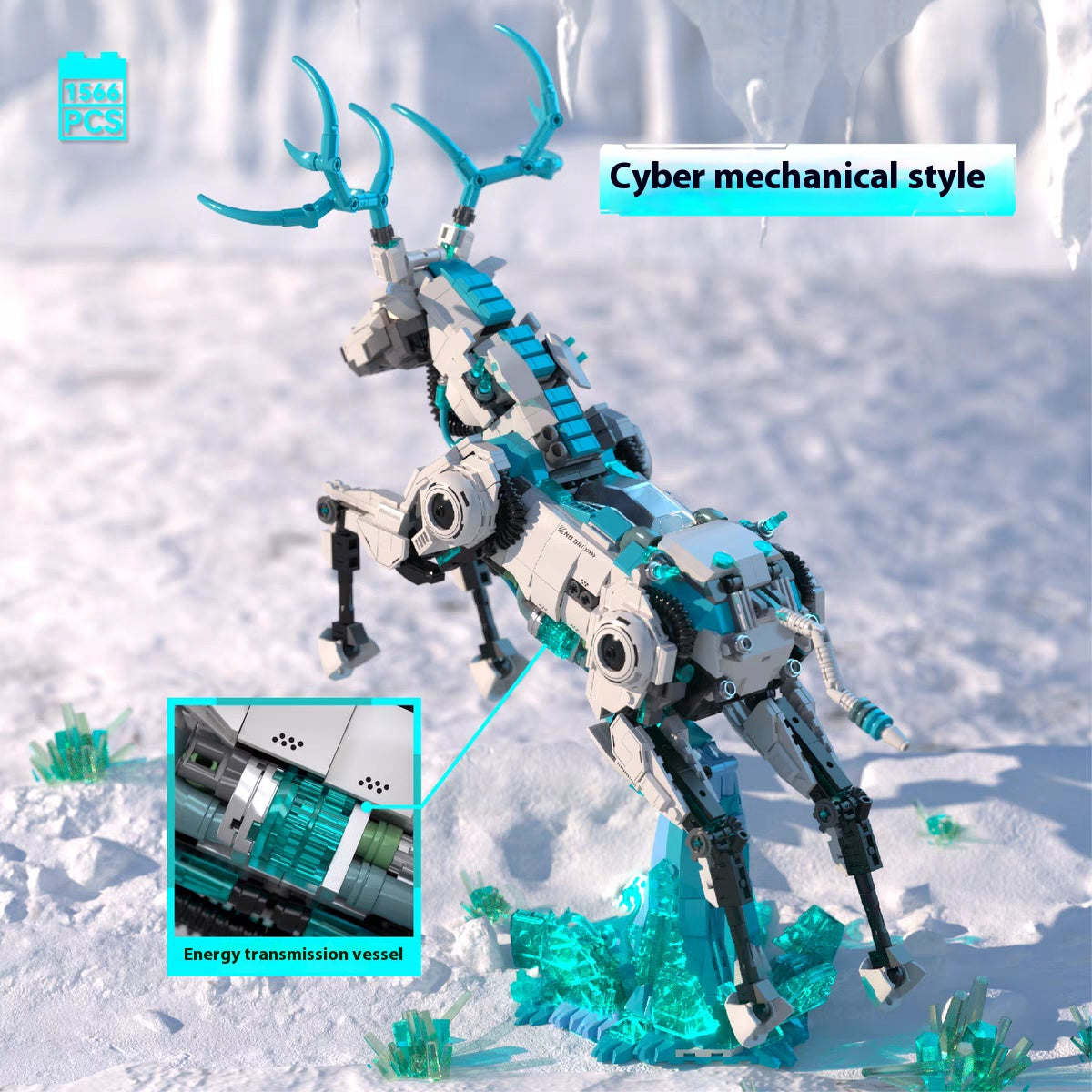White Deer Leaping Pose Building Block Set